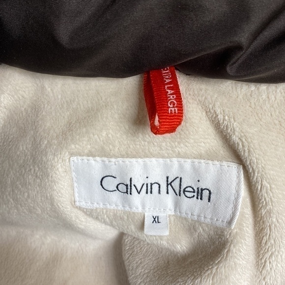 Calvin Klein Brown Puffy Down Hooded Parka Jacket Size XL - Picture 10 of 11